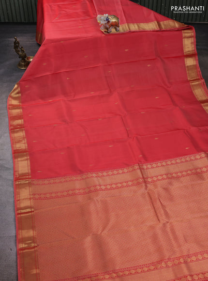 Red Pure Kanchipuram Silk - Buttas