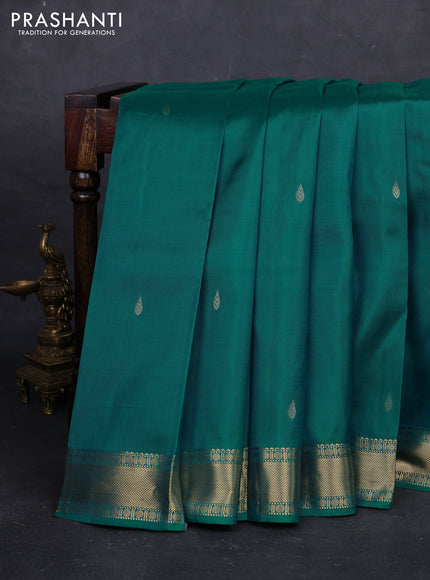 Teal Green Pure Kanchipuram Silk - Buttas