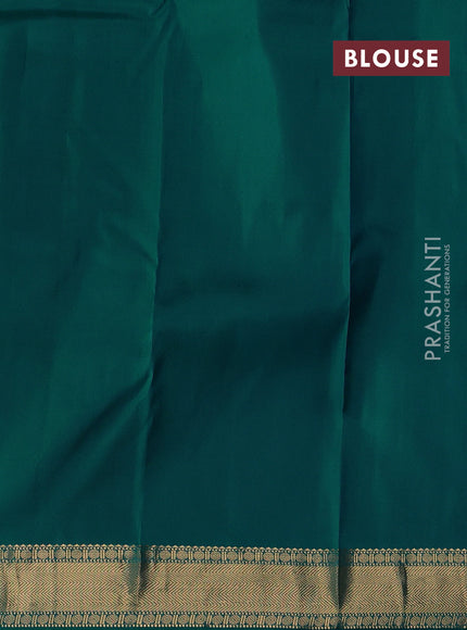 Teal Green Pure Kanchipuram Silk - Buttas