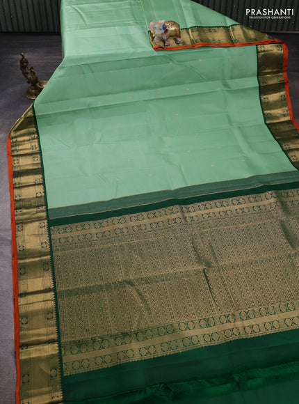 Pastel Green & Green Pure Kanchipuram Silk - Buttas