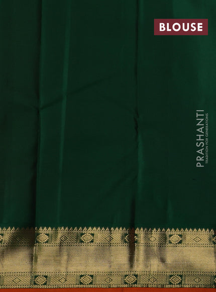 Orange & Green Pure Kanchipuram Silk - Buttas