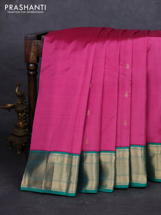 Onion Pink & Teal Green Pure Kanchipuram Silk - Buttas