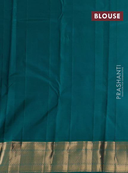 Onion Pink & Teal Green Pure Kanchipuram Silk - Buttas