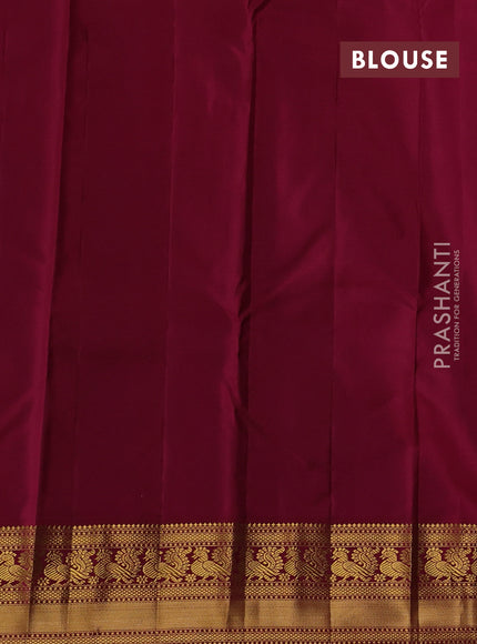Peacock Blue & Maroon Pure Kanchipuram Silk - Buttas