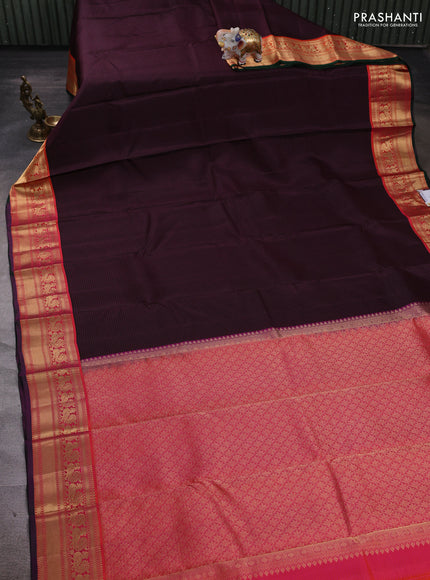 Wine & Red Pure Kanchipuram Silk - Buttas