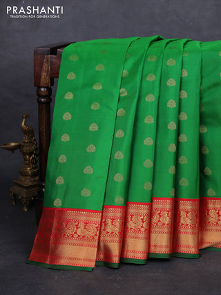 Green & Red Pure Kanchipuram Silk - Buttas