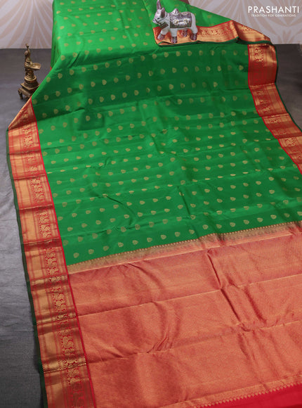 Green & Red Pure Kanchipuram Silk - Buttas