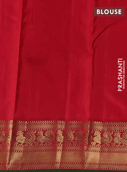 Green & Red Pure Kanchipuram Silk - Buttas