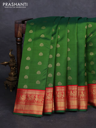 Green & Red Pure Kanchipuram Silk - Buttas