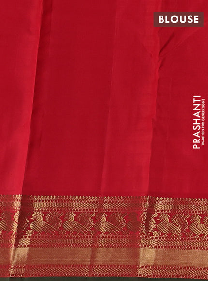 Green & Red Pure Kanchipuram Silk - Buttas