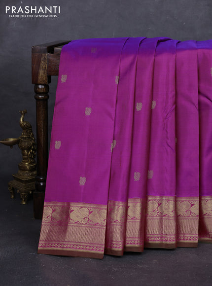 Purple & Pink Pure Kanchipuram Silk - Buttas