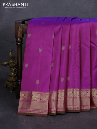 Purple & Pink Pure Kanchipuram Silk - Buttas