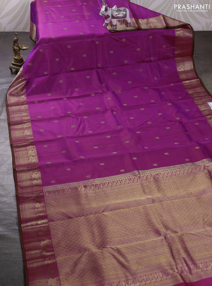 Purple & Pink Pure Kanchipuram Silk - Buttas