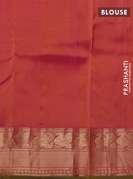 Mustard Yellow & Pink Pure Kanchipuram Silk - Buttas