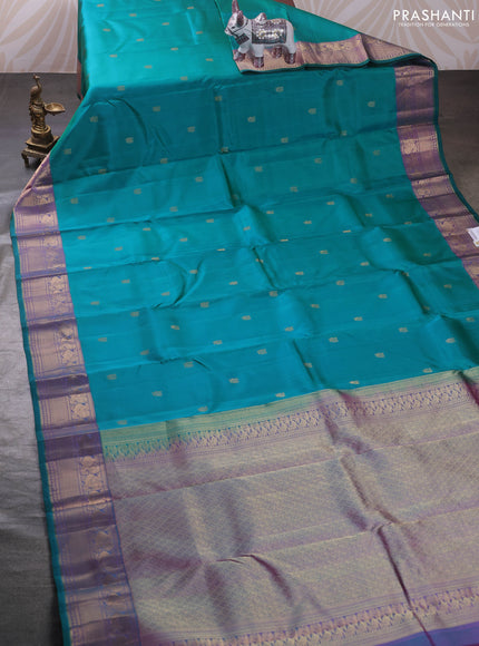 Teal Green Pure Kanchipuram Silk - Buttas