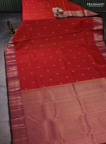 Rust &  Pink Pure Kanchipuram Silk - Buttas