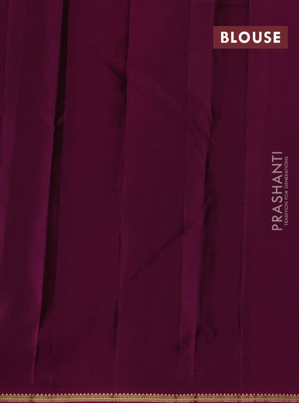 Bottle Green & Magenta Pink Pure Kanchipuram Silk - Buttas