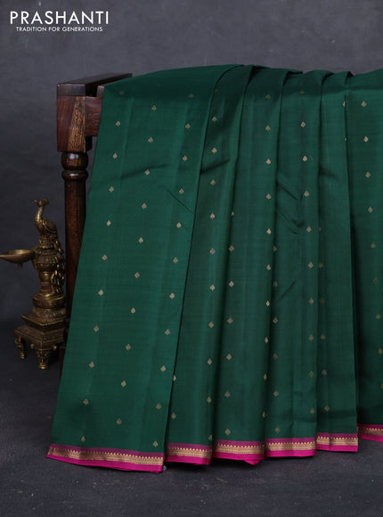 Bottle Green & Magenta Pink Pure Kanchipuram Silk - 1000 Buttas