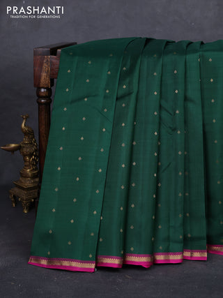 Bottle Green & Magenta Pink Pure Kanchipuram Silk - 1000 Buttas