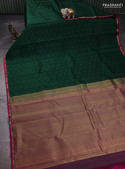 Bottle Green & Magenta Pink Pure Kanchipuram Silk - 1000 Buttas