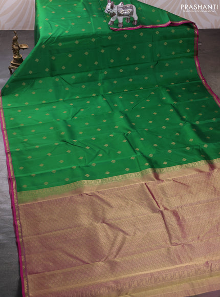 Green & Pink Pure Kanchipuram Silk - Buttas