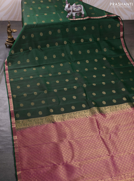 Green & Pink Pure Kanchipuram Silk - Buttas