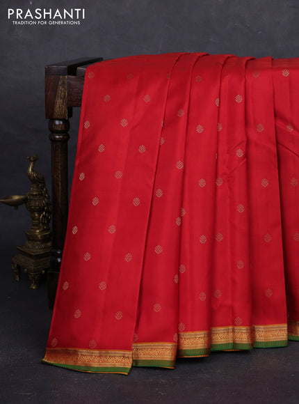 Red & Mustard Yellow Pure Kanchipuram Silk - Buttas
