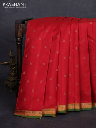 Red & Mustard Yellow Pure Kanchipuram Silk - Buttas