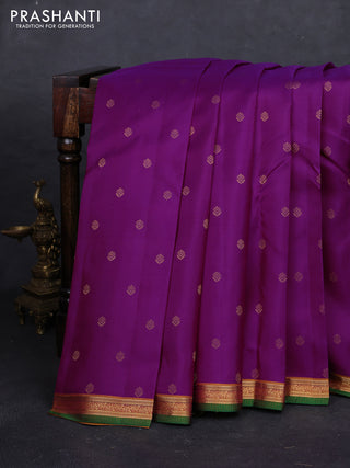 Purple & Mustard Yellow Pure Kanchipuram Silk - Buttas