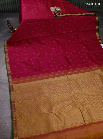Pink & Mustard Yellow Pure Kanchipuram Silk - Buttas