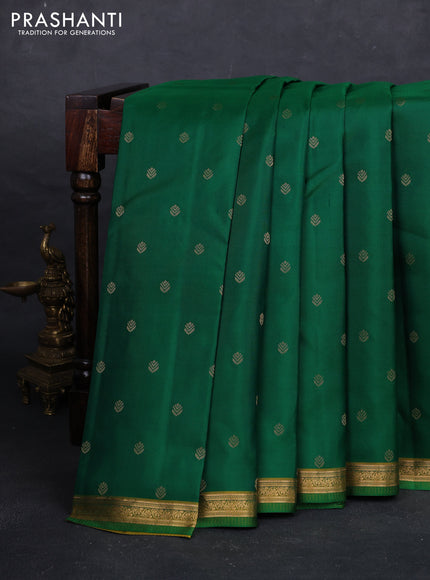 Green & Mustard Green Pure Kanchipuram Silk - Buttas