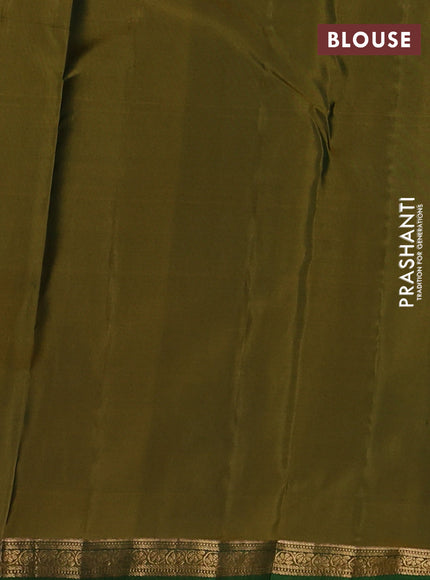 Green & Mustard Green Pure Kanchipuram Silk - Buttas