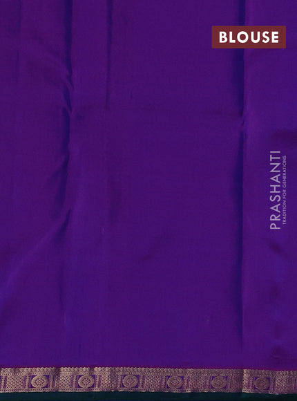 Peacock Blue & Pink Pure Kanchipuram Silk - Buttas