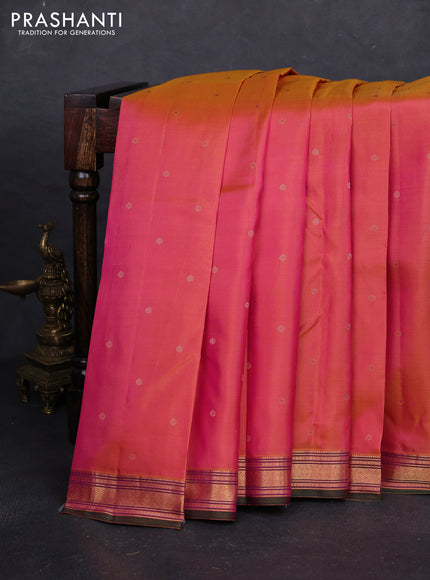 Pink & Green Pure Kanchipuram Silk - Buttas
