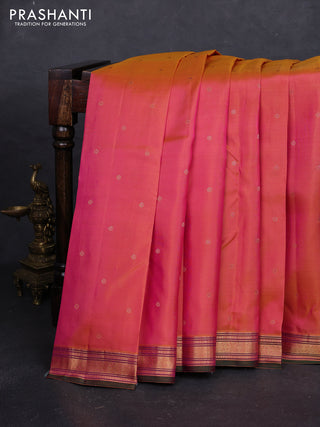 Pink & Green Pure Kanchipuram Silk - Buttas