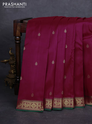 Wine & Green Pure Kanchipuram Silk - Buttas
