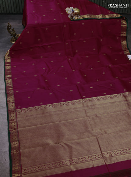 Wine & Green Pure Kanchipuram Silk - Buttas