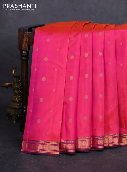 Candy Pink & Pastel Purple Pure Kanchipuram Silk - Buttas