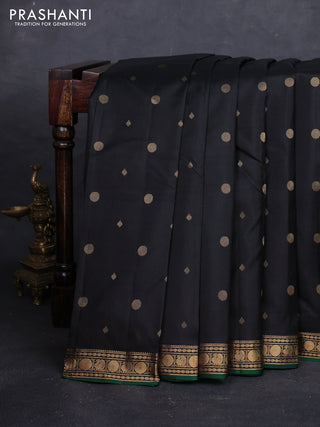 Black & Green Pure Kanchipuram Silk - Buttas