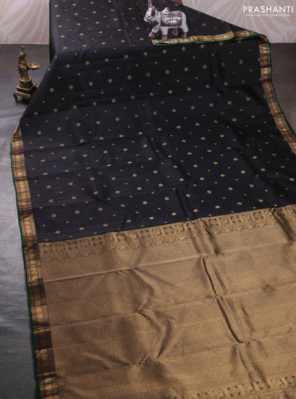 Black & Green Pure Kanchipuram Silk - Buttas