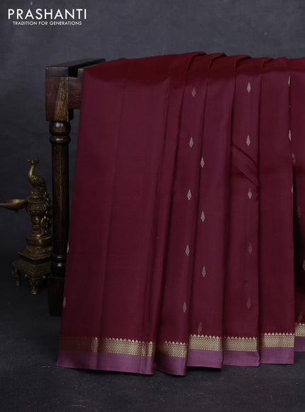 Maroon & Mauve Pink Pure Kanchipuram Silk - Buttas