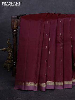 Maroon & Mauve Pink Pure Kanchipuram Silk - Buttas