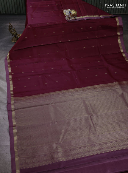 Maroon & Mauve Pink Pure Kanchipuram Silk - Buttas