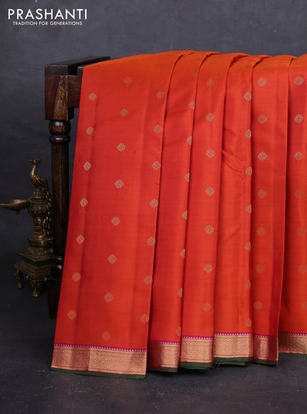 Rust & Pink Pure Kanchipuram Silk - Buttas