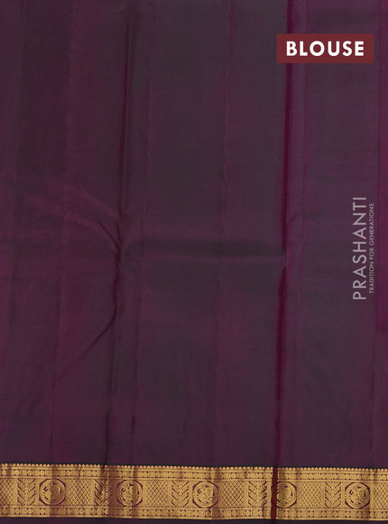 Peach Pink & Green Pure Kanchipuram Silk - Buttas