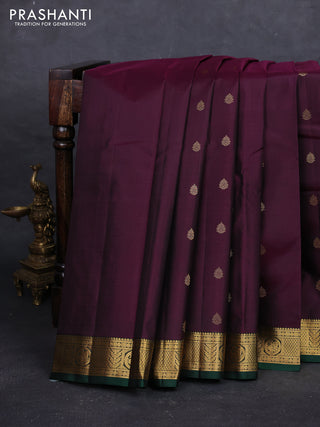 Purple & Green Pure Kanchipuram Silk - Buttas