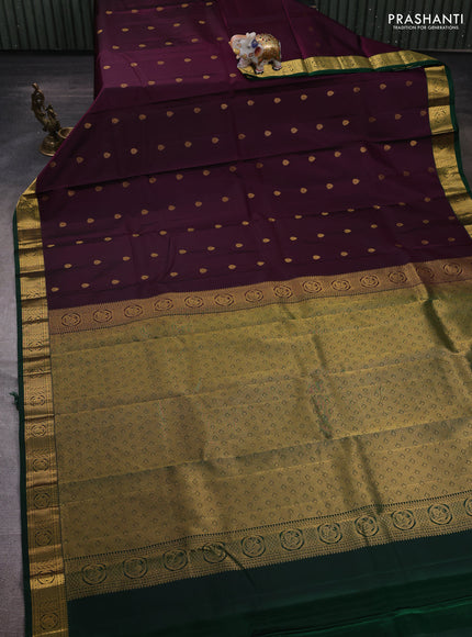 Purple & Green Pure Kanchipuram Silk - Buttas