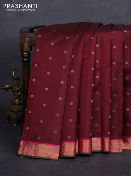Maroon & Pink Pure Kanchipuram Silk - Buttas