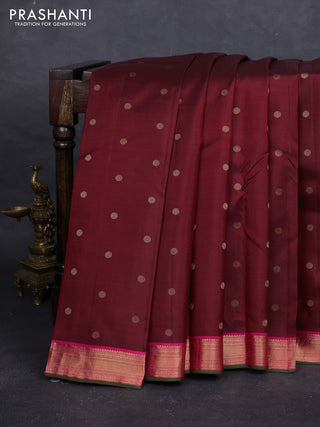 Maroon & Pink Pure Kanchipuram Silk - Buttas