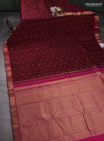 Maroon & Pink Pure Kanchipuram Silk - Buttas